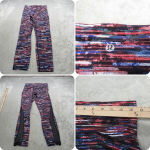 Lululemon Leggings Womens 8 Blue Abstract Mesh Panel Train Times 7/8‎ Pant 27x25